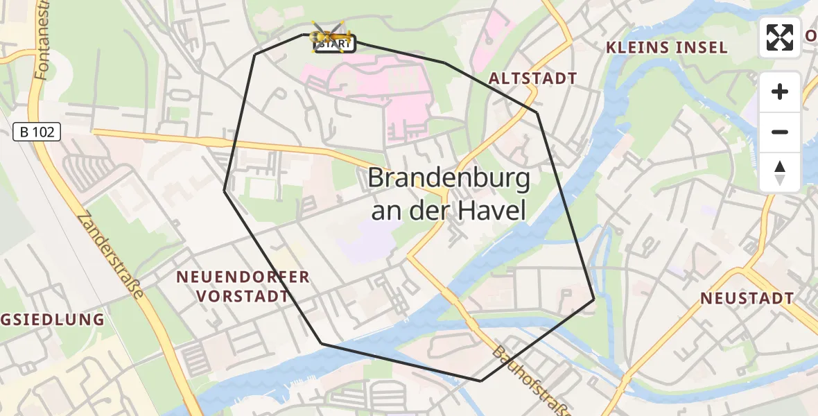 Flugroute Rettungshubschrauber Brandenburg an der Havel - Brandenburg an der Havel, 29 März 2026, 15:25