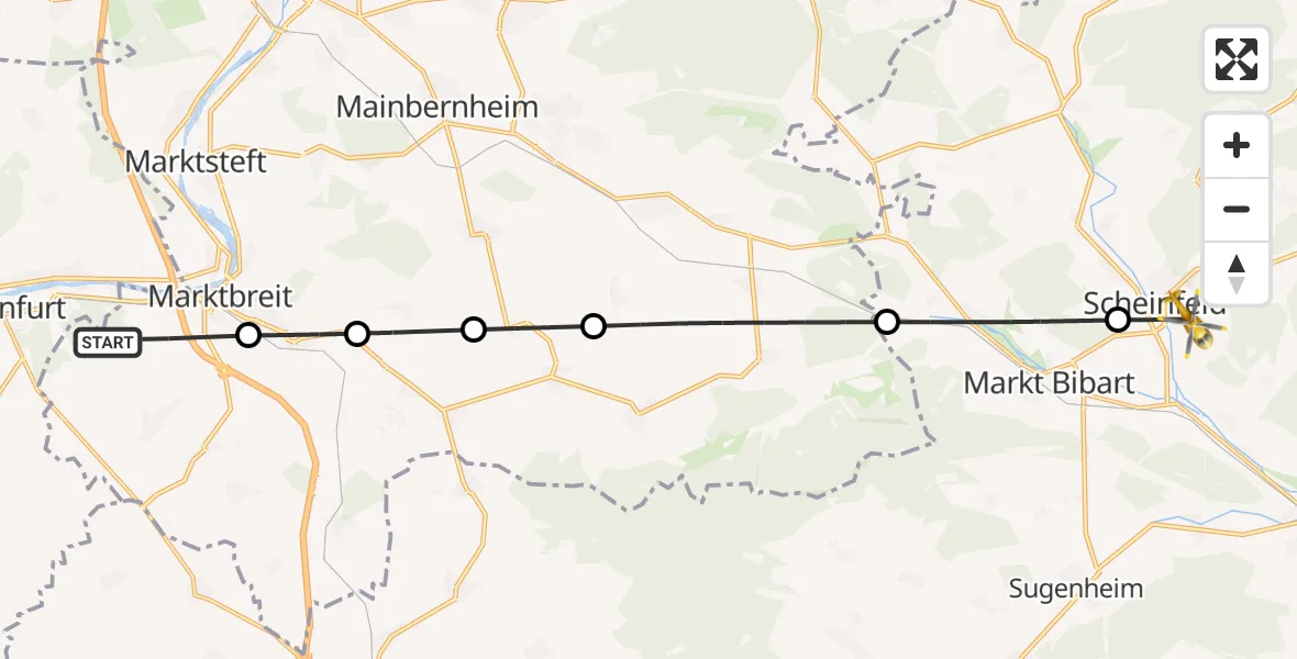 Flugroute Rettungshubschrauber Marktbreit - Scheinfeld, 29 März 2026, 15:32