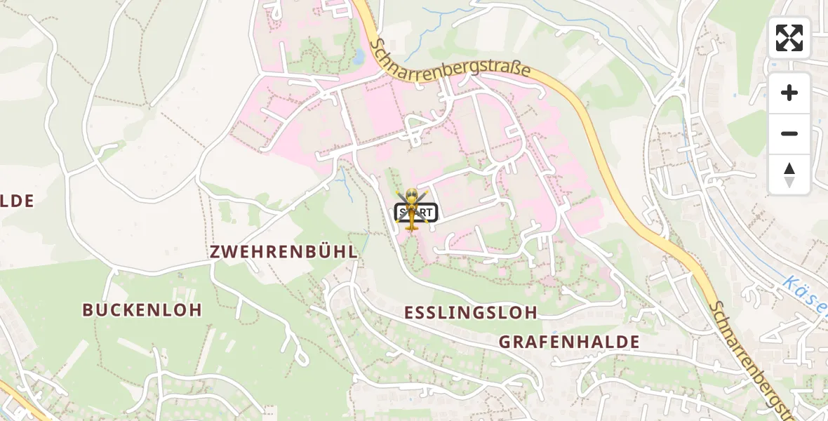 Flugroute Rettungshubschrauber Tübingen University Hospital - Tübingen University Hospital, 29 März 2026, 15:51