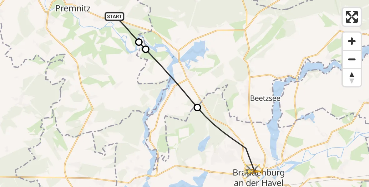 Routekaart van de vlucht: Rettungshubschrauber nach Brandenburg an der Havel, Triglafweg