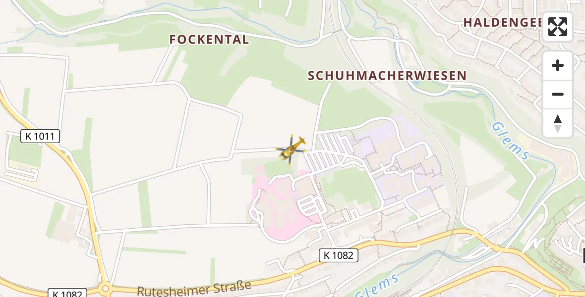Flugroute Rettungshubschrauber Leonberg Hospital - Leonberg Hospital, 29 März 2026, 16:32