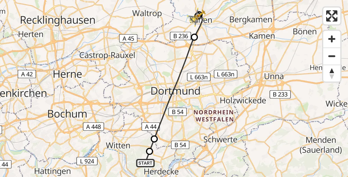 Routekaart van de vlucht: Rettungshubschrauber nach Sankt Marien Hospital