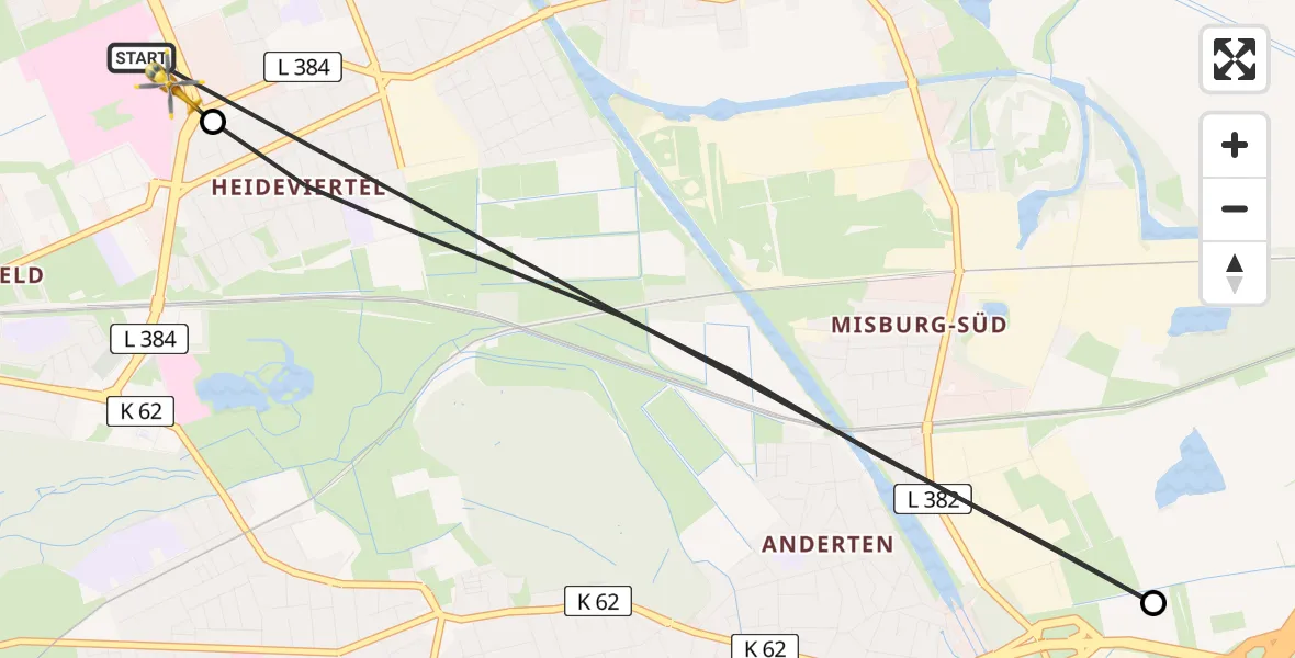 Flugroute Rettungshubschrauber Hannover Luftrettung Hubschrauberlandeplatz (Christoph 4) - Hannover Luftrettung Hubschrauberlandeplatz (Christoph 4), 29 März 2026, 17:46