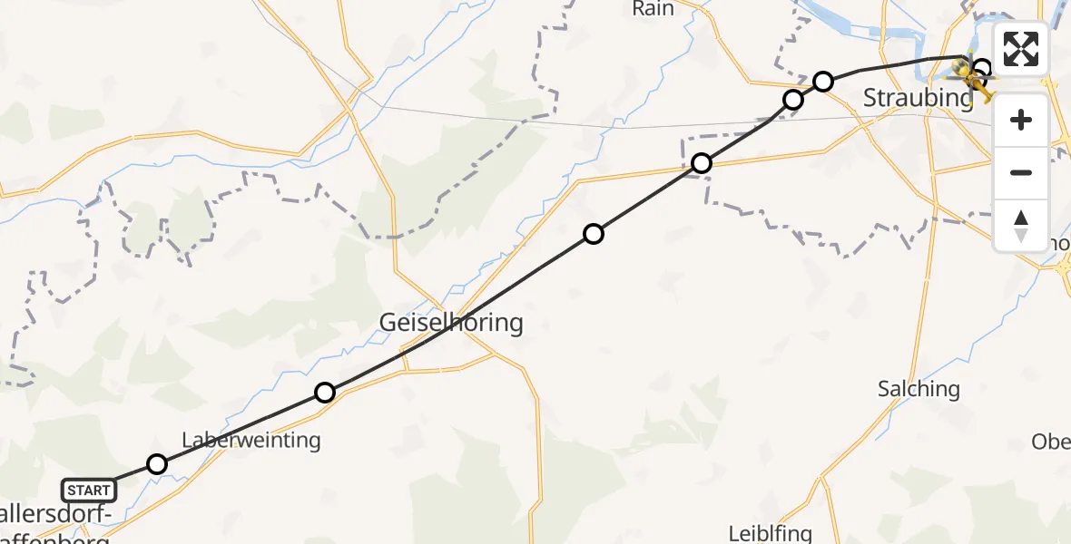 Routekaart van de vlucht: Rettungshubschrauber nach Sankt Elisabeth Hospital Straubing
