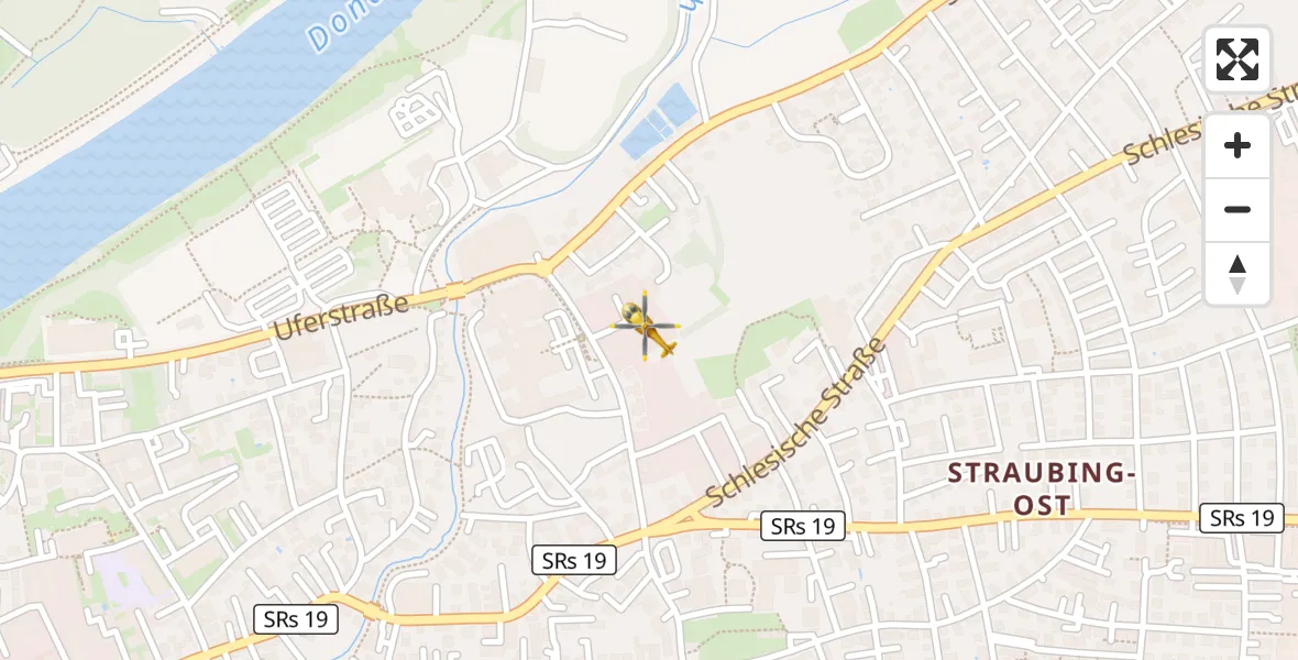 Flugroute Rettungshubschrauber Sankt Elisabeth Hospital Straubing - Sankt Elisabeth Hospital Straubing, 29 März 2026, 17:55