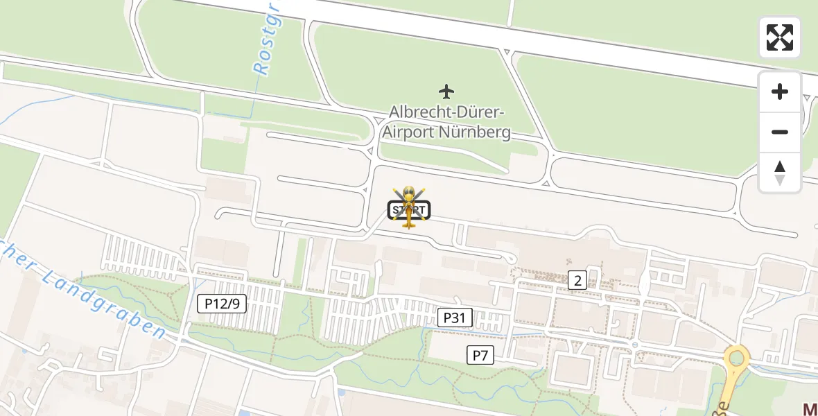 Routekaart van de vlucht: Ambulanzhubschrauber nach Flughafen Nuremberg