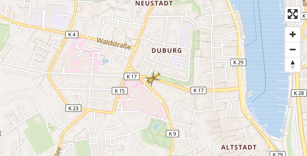 Flugroute Rettungshubschrauber Flensburg - Flensburg, 29 März 2026, 19:17