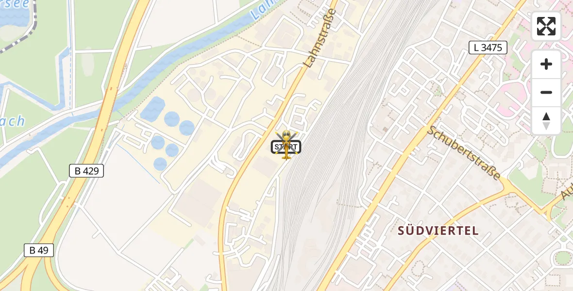 Routekaart van de vlucht: Rettungshubschrauber nach Gießen, Lahnstraße