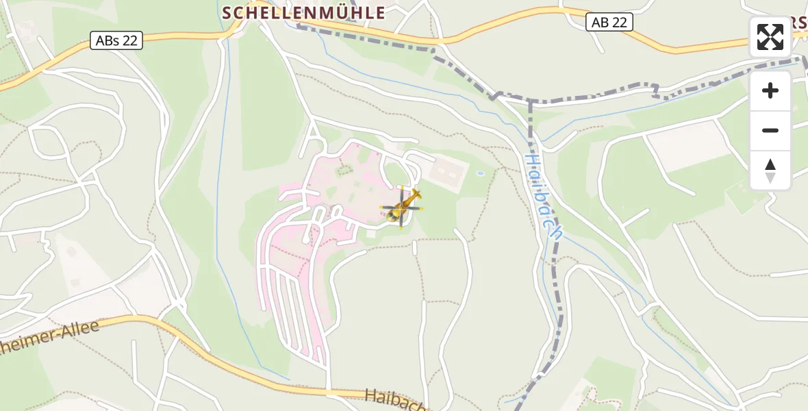 Flugroute Rettungshubschrauber Aschaffenburg Hospital - Aschaffenburg Hospital, 29 März 2026, 20:50