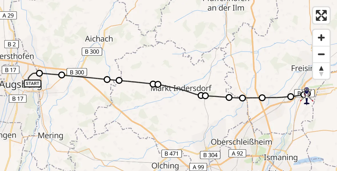 Routekaart van de vlucht: Polizeihubschrauber nach München Flughafen