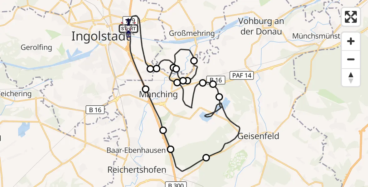 Flugroute Polizeihubschrauber Ingolstadt - Ingolstadt, 29 März 2026, 22:23