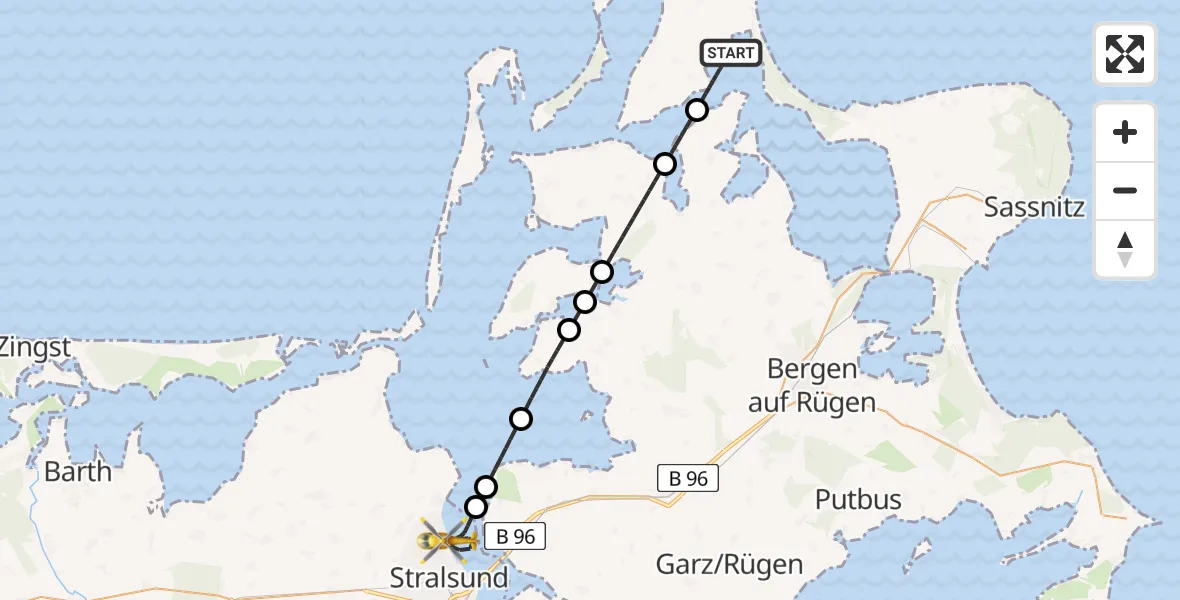Routekaart van de vlucht: Rettungshubschrauber nach Stralsund, Sundpromenade