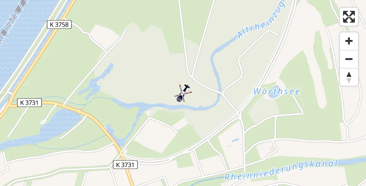 Routekaart van de vlucht: Polizeihubschrauber nach Hügelsheim, Westendstraße