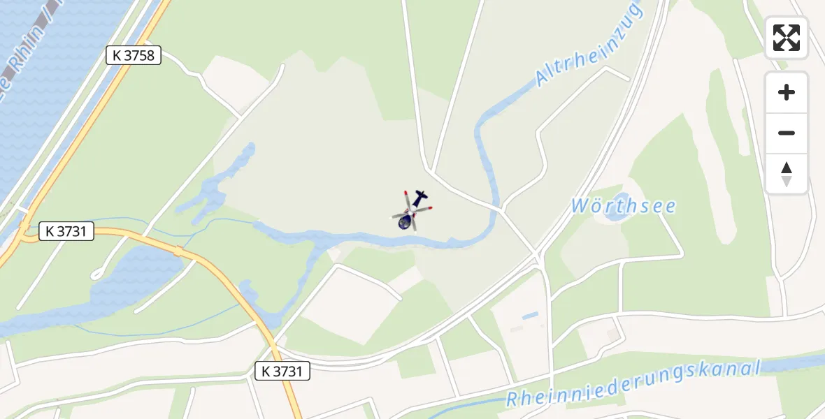 Routekaart van de vlucht: Polizeihubschrauber nach Hügelsheim, Westendstraße