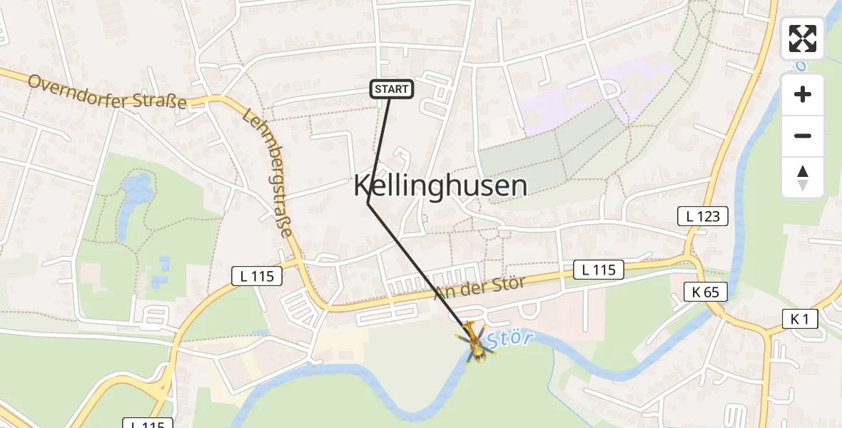 Flugroute Rettungshubschrauber Kellinghusen - Kellinghusen, 30 März 2026, 05:05