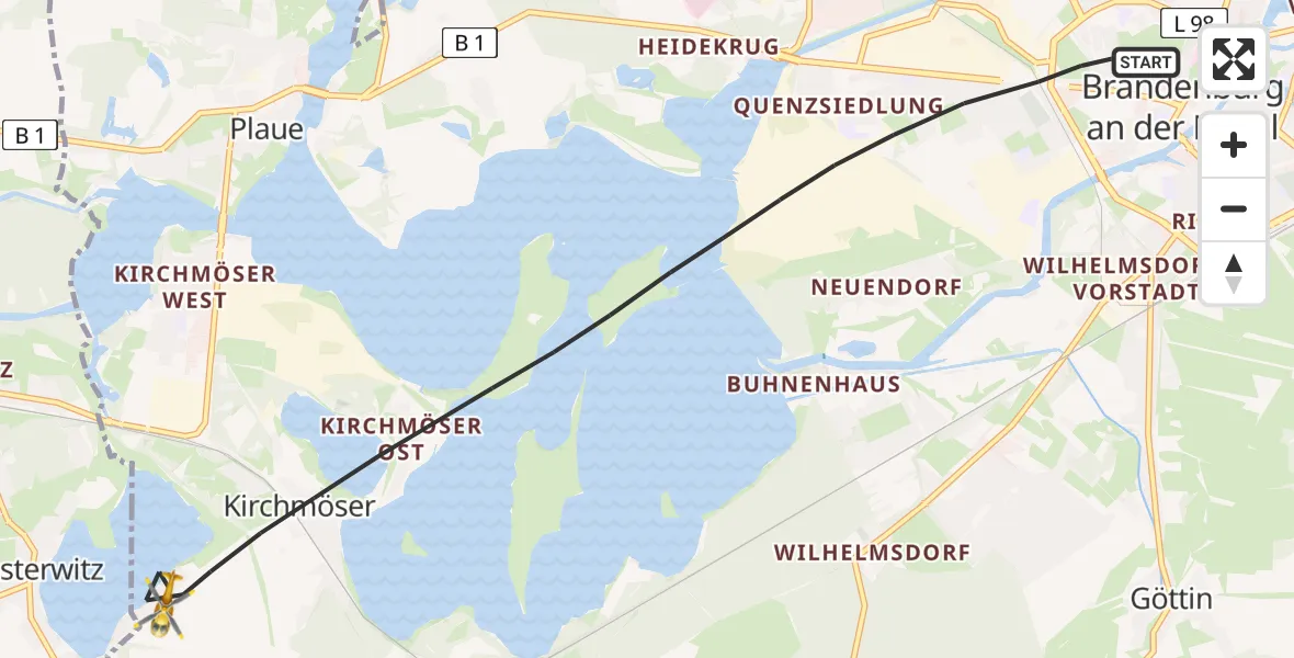 Routekaart van de vlucht: Rettungshubschrauber nach Brandenburg an der Havel, Lankenweg