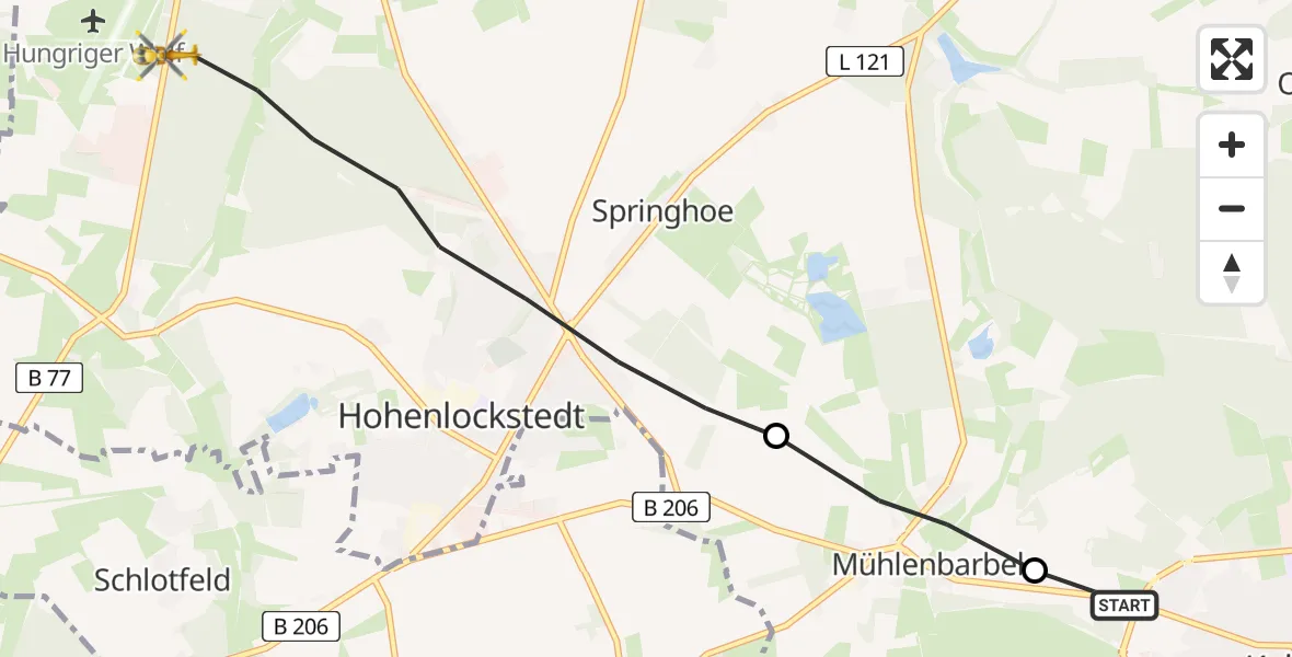 Routekaart van de vlucht: Rettungshubschrauber nach Itzehoe Hungriger Wolf Flugplatz