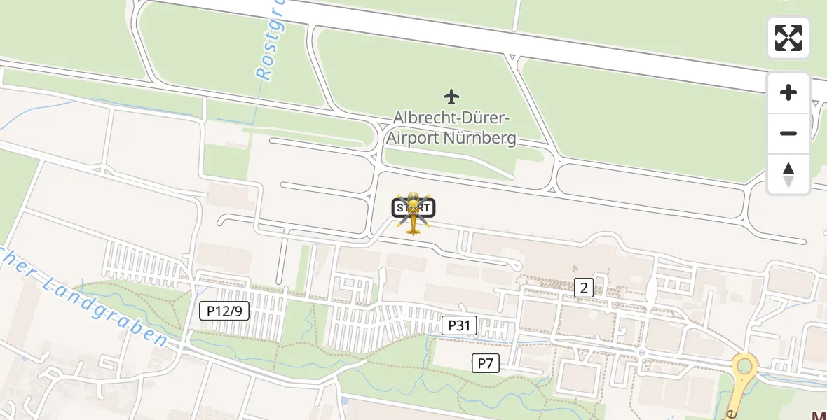 Routekaart van de vlucht: Ambulanzhubschrauber nach Flughafen Nuremberg