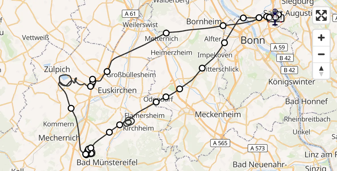 Flugroute Polizeihubschrauber Sankt Augustin - Sankt Augustin, 30 März 2026, 06:49