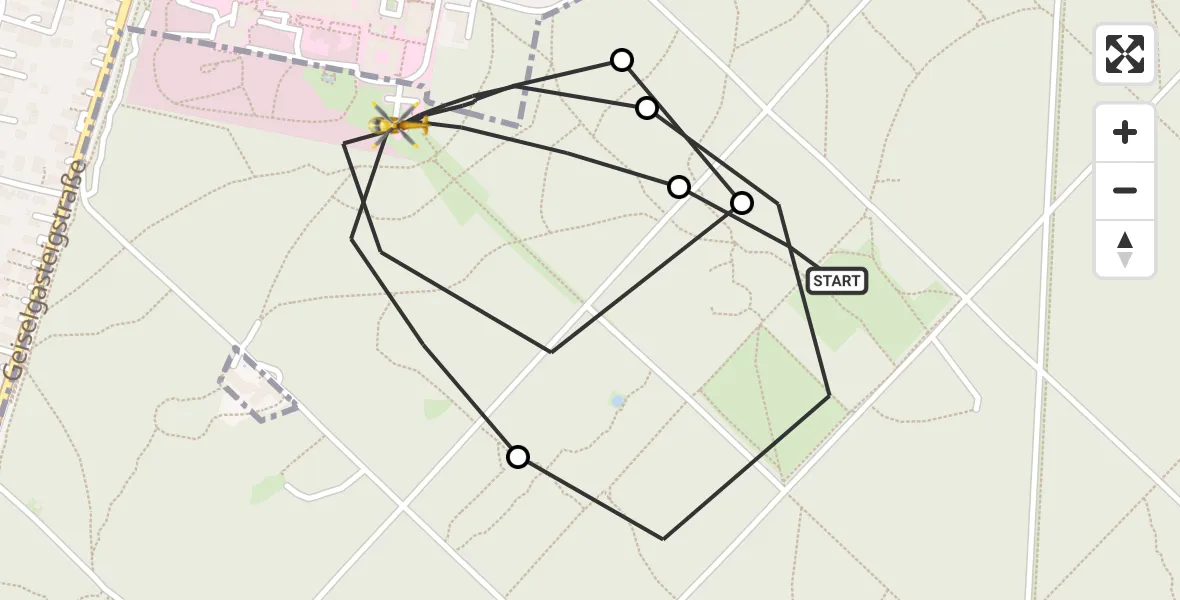 Flugroute Rettungshubschrauber Perlacher Forst - ADAC Air Rescue Center Hubschrauberlandeplatz (Christoph 1), 30 März 2026, 07:06