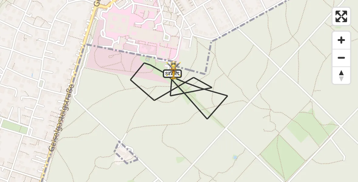 Flugroute Rettungshubschrauber ADAC Air Rescue Center Hubschrauberlandeplatz (Christoph 1) - ADAC Air Rescue Center Hubschrauberlandeplatz (Christoph 1), 30 März 2026, 07:16