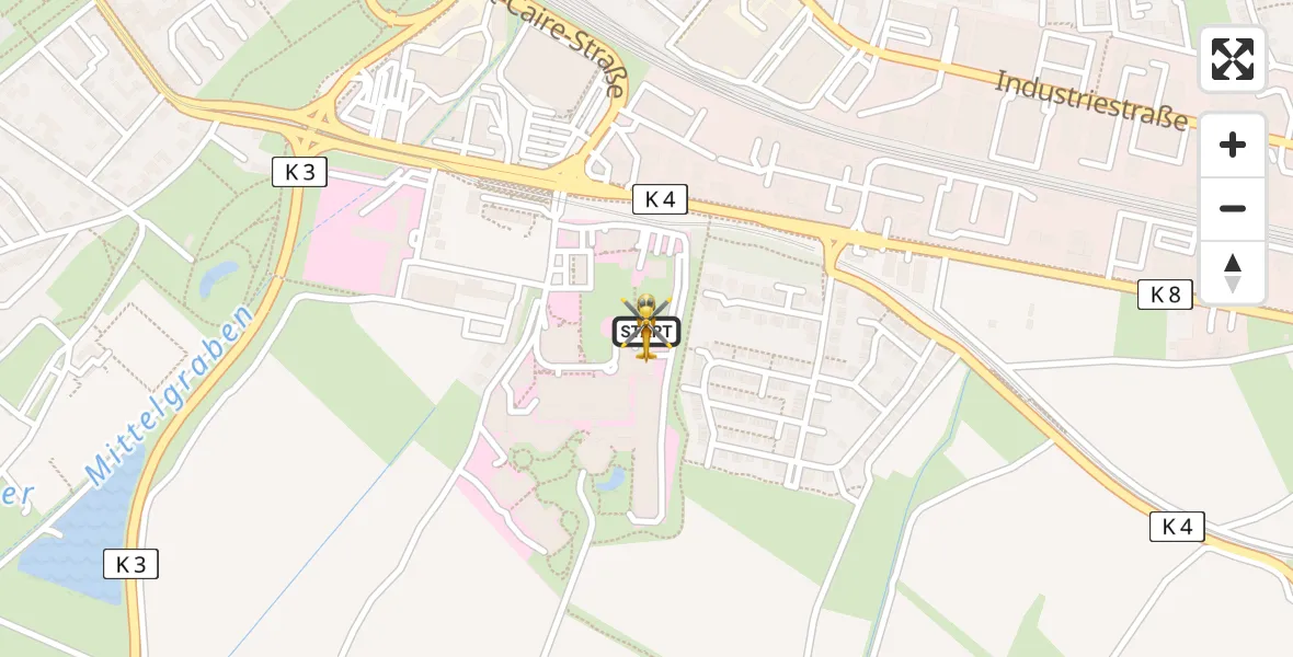 Flugroute Rettungshubschrauber Ludwigshafen Accident Hospital - Ludwigshafen Accident Hospital, 30 März 2026, 07:34