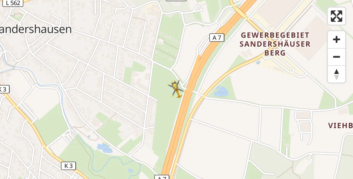 Flugroute Rettungshubschrauber Niestetal - Niestetal, 30 März 2026, 07:48