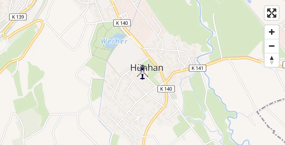 Routekaart van de vlucht: Polizeihubschrauber nach Burghaun, Franz-Wieber-Straße