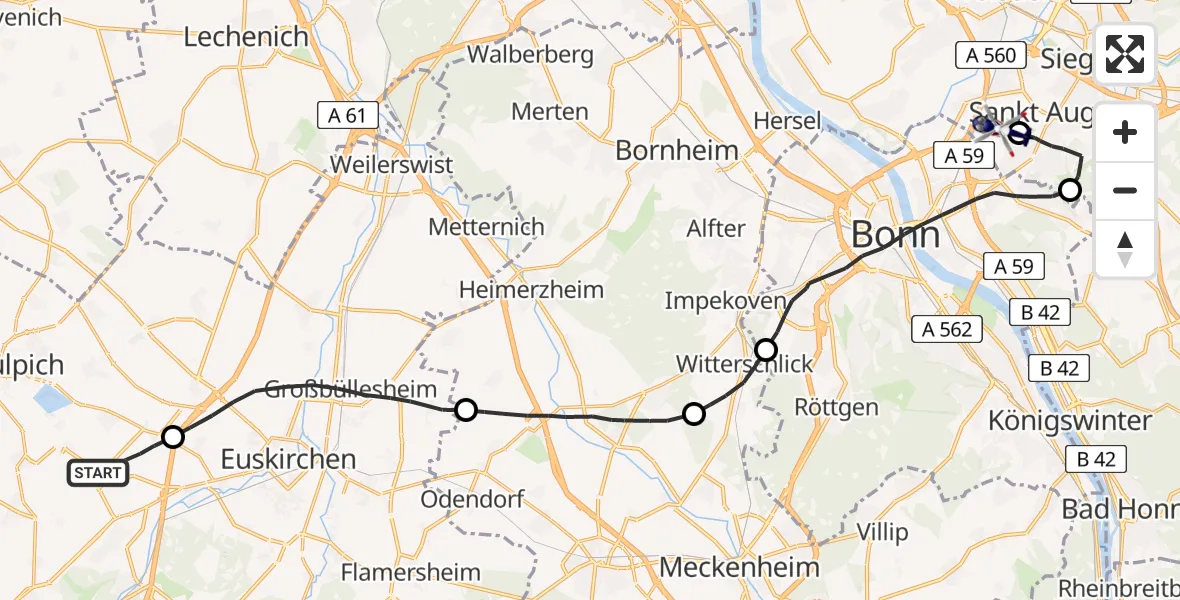 Flugroute Polizeihubschrauber Zülpich - Bonn-Hangelar Flugplatz, 30 März 2026, 09:33