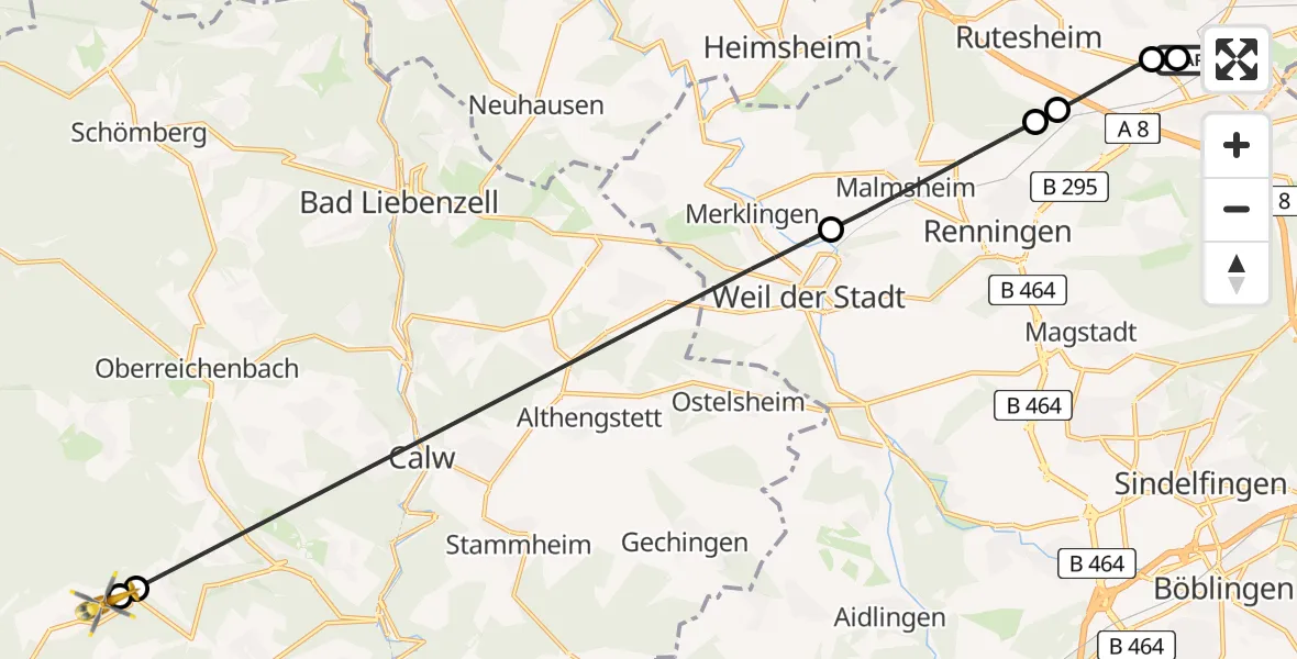 Routekaart van de vlucht: Rettungshubschrauber nach Neuweiler