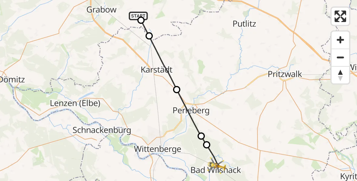 Routekaart van de vlucht: Rettungshubschrauber nach Bad Wilsnack, Am Kähling
