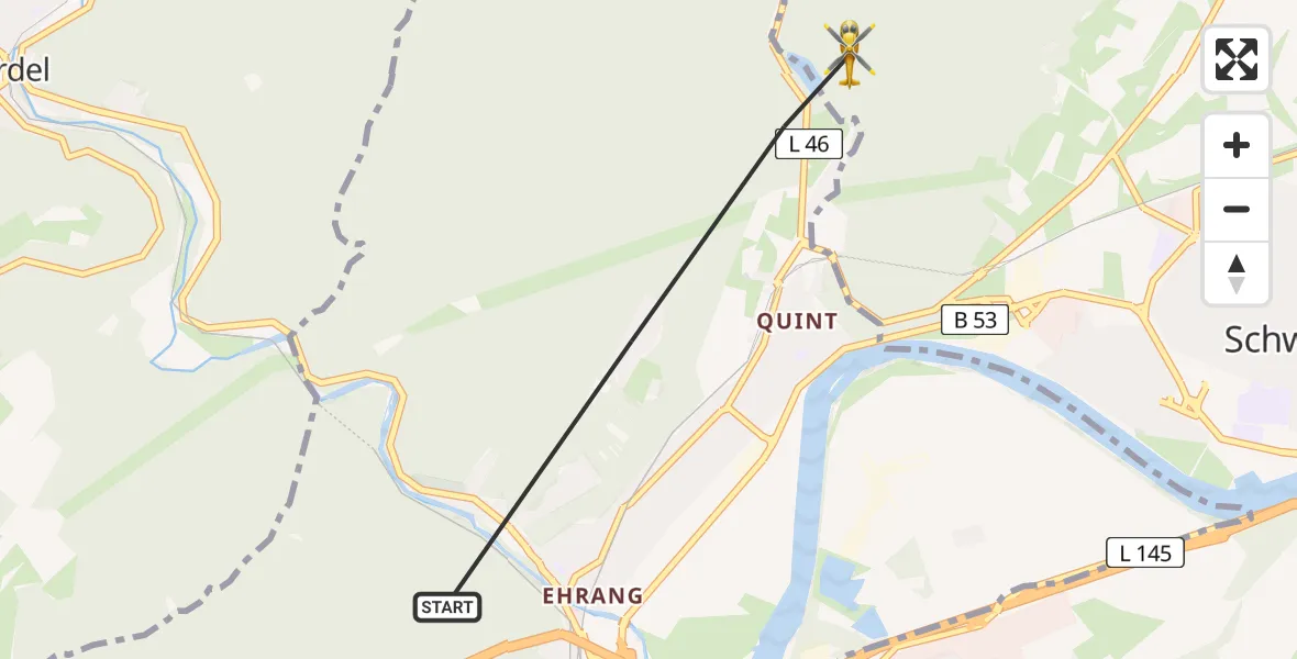 Routekaart van de vlucht: Rettungshubschrauber nach Schweich, L 46