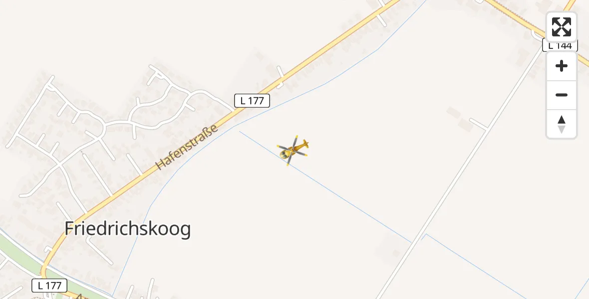 Flugroute Rettungshubschrauber Friedrichskoog - Friedrichskoog, 30 März 2026, 10:45