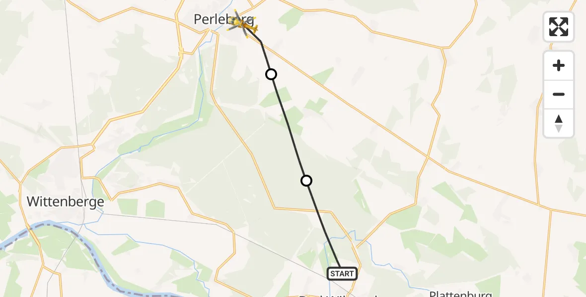 Routekaart van de vlucht: Rettungshubschrauber nach Perleberg, B 5