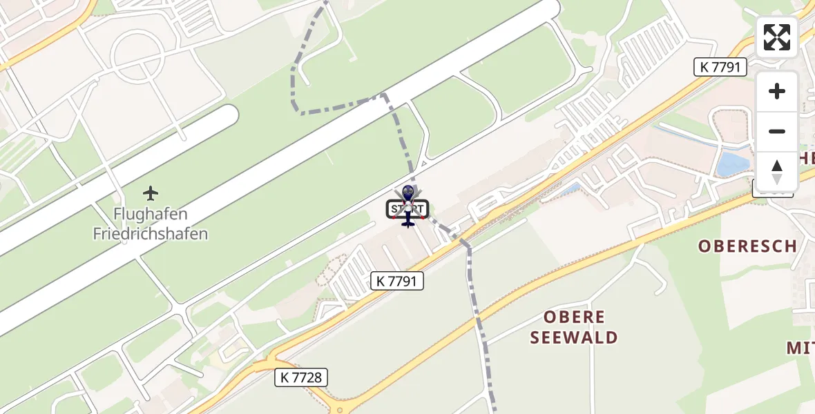 Flugroute Polizeihubschrauber Friedrichshafen Flughafen - Friedrichshafen Flughafen, 30 März 2026, 11:02