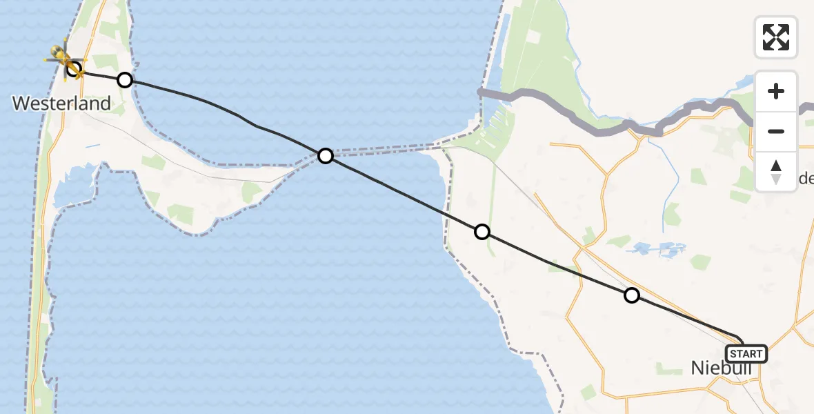 Flugroute Rettungshubschrauber Niebüll - Sylt, 30 März 2026, 11:28