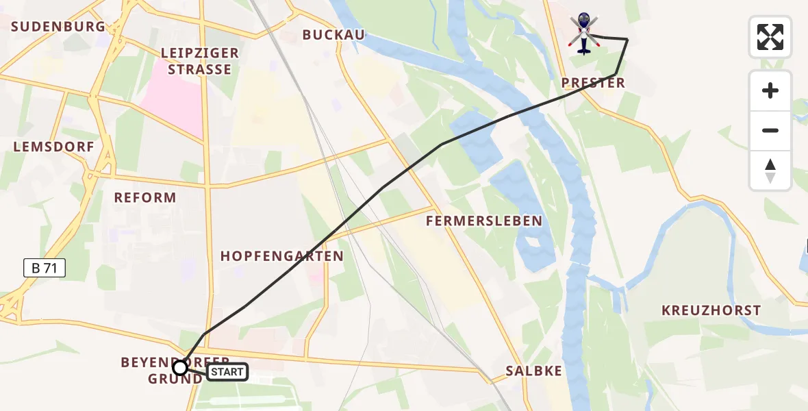 Flugroute Polizeihubschrauber Magdeburg City Flugplatz - Magdeburg, 30 März 2026, 11:30