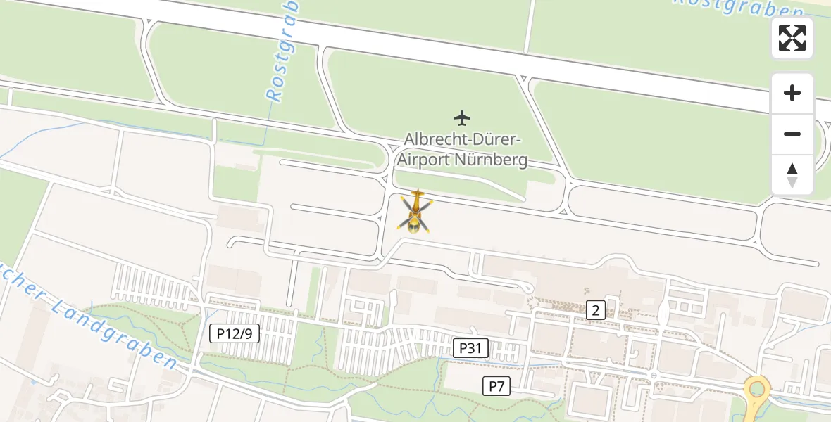 Flugroute Rettungshubschrauber Flughafen Nuremberg - Flughafen Nuremberg, 30 März 2026, 11:38