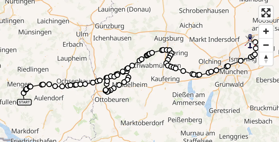 Routekaart van de vlucht: Polizeihubschrauber nach München Flughafen