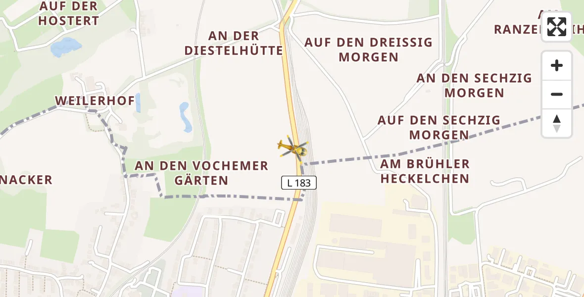 Flugroute Ambulanzhubschrauber Hürth - Hürth, 30 März 2026, 12:01