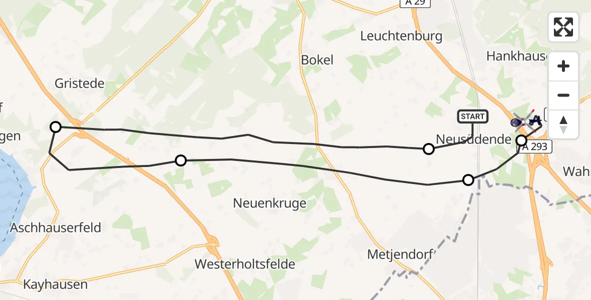 Flugroute Polizeihubschrauber Rastede - Oldenburg Police Hubschrauberlandeplatz, 30 März 2026, 12:20