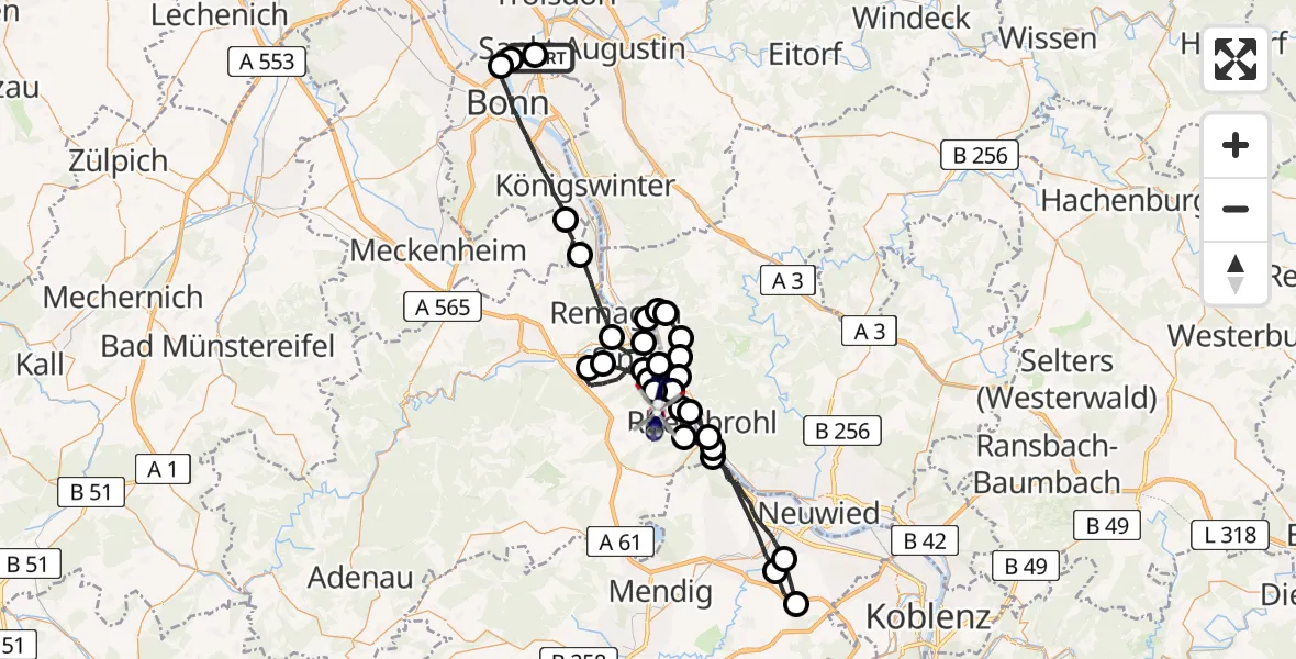 Routekaart van de vlucht: Polizeihubschrauber nach Bad Breisig, Förster-Steffens-Weg