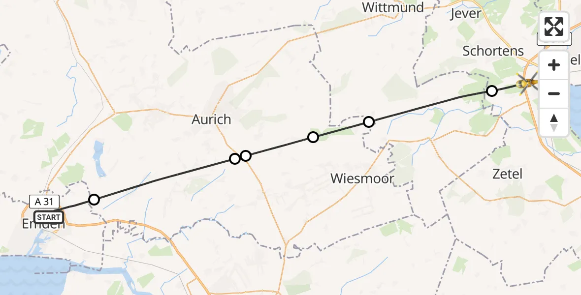 Routekaart van de vlucht: Rettungshubschrauber nach Sande, Am Gut Sanderbusch