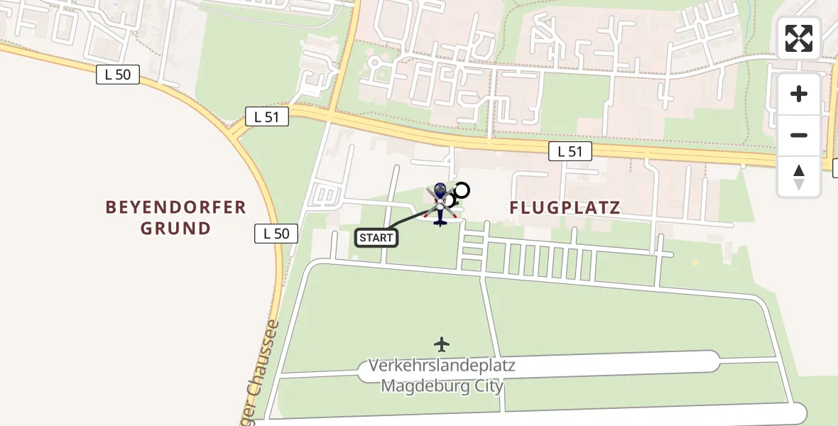 Flugroute Polizeihubschrauber Magdeburg City Flugplatz - Magdeburg City Flugplatz, 30 März 2026, 12:50