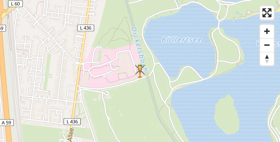 Routekaart van de vlucht: Rettungshubschrauber nach Duisburg Air Rescue Hubschrauberlandeplatz (Christoph 9)