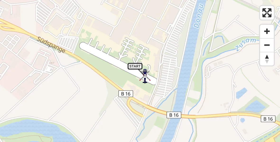 Routekaart van de vlucht: Polizeihubschrauber nach Donauwörth Hubschrauberlandeplatz