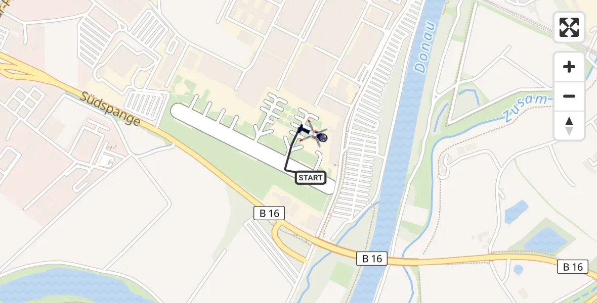 Flugroute Polizeihubschrauber Donauwörth Hubschrauberlandeplatz - Donauwörth Hubschrauberlandeplatz, 30 März 2026, 13:30
