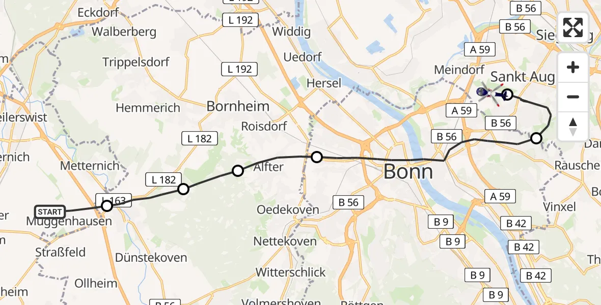 Flugroute Polizeihubschrauber Weilerswist - Bonn-Hangelar Flugplatz, 30 März 2026, 13:39