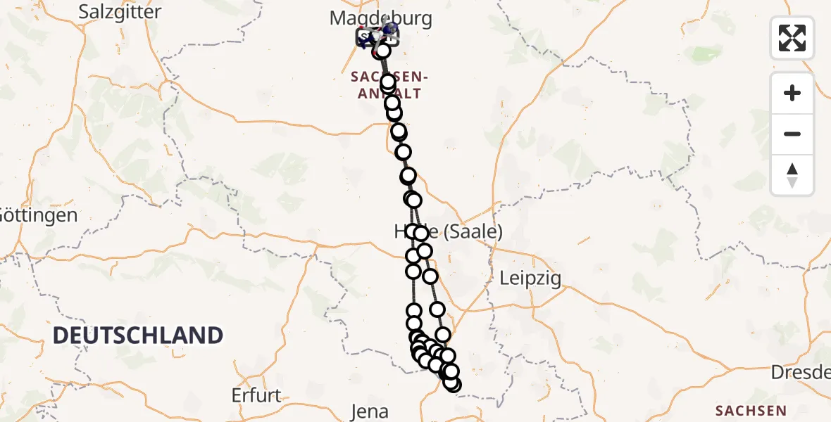 Flugroute Polizeihubschrauber Magdeburg City Flugplatz - Magdeburg, 30 März 2026, 13:49