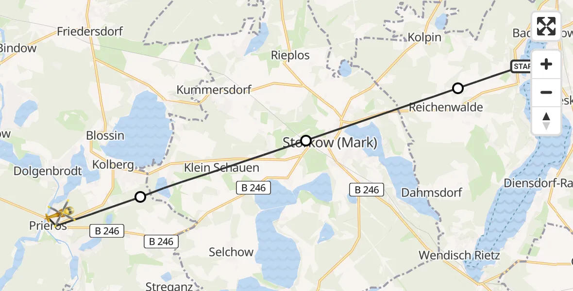 Flugroute Rettungshubschrauber Bad Saarow - Heidesee, 30 März 2026, 13:52